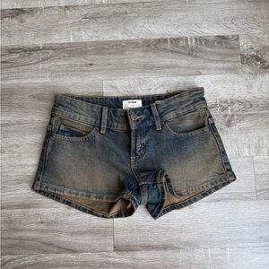 Cotton On Two-Tone Brown & Blue Denim Shorts